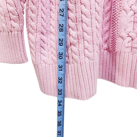 Essentials 3X Pink Cable Knit Turtleneck Sweater Womens Plus Size Cozy Pullover - Picture 4 of 5